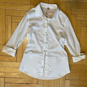 Bailey 44 White Button-Up Shirt with Red thread Sz XS